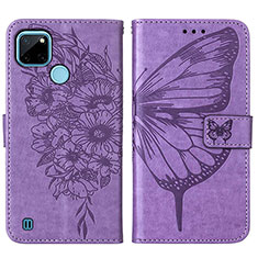 Funda de Cuero Cartera con Soporte Mariposa Carcasa Y01B para Realme C25Y Purpura Claro