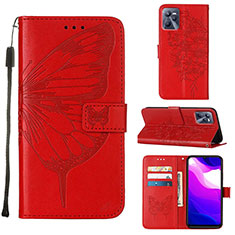 Funda de Cuero Cartera con Soporte Mariposa Carcasa Y01B para Realme C35 Rojo