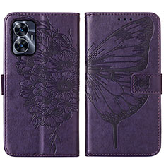 Funda de Cuero Cartera con Soporte Mariposa Carcasa Y01B para Realme C55 Morado