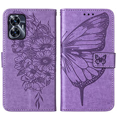 Funda de Cuero Cartera con Soporte Mariposa Carcasa Y01B para Realme C55 Purpura Claro