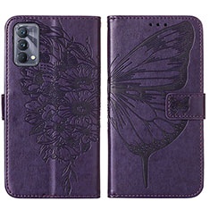 Funda de Cuero Cartera con Soporte Mariposa Carcasa Y01B para Realme GT Master 5G Morado