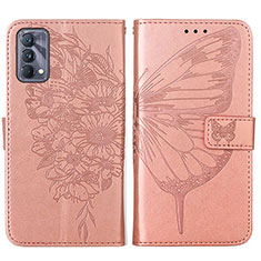 Funda de Cuero Cartera con Soporte Mariposa Carcasa Y01B para Realme GT Master 5G Oro Rosa