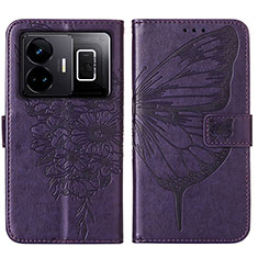 Funda de Cuero Cartera con Soporte Mariposa Carcasa Y01B para Realme GT Neo5 240W 5G Morado