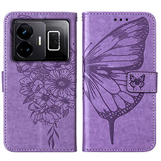 Funda de Cuero Cartera con Soporte Mariposa Carcasa Y01B para Realme GT Neo6 5G Purpura Claro