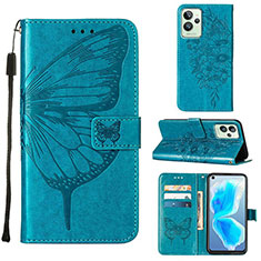 Funda de Cuero Cartera con Soporte Mariposa Carcasa Y01B para Realme GT2 Pro 5G Azul