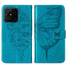 Funda de Cuero Cartera con Soporte Mariposa Carcasa Y01B para Realme Narzo 50A Azul