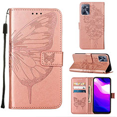 Funda de Cuero Cartera con Soporte Mariposa Carcasa Y01B para Realme Narzo 50A Prime Oro Rosa