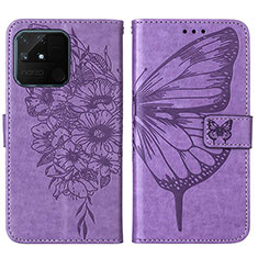 Funda de Cuero Cartera con Soporte Mariposa Carcasa Y01B para Realme Narzo 50A Purpura Claro