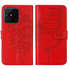 Funda de Cuero Cartera con Soporte Mariposa Carcasa Y01B para Realme Narzo 50A Rojo