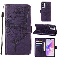 Funda de Cuero Cartera con Soporte Mariposa Carcasa Y01B para Realme Q5i 5G Morado