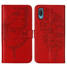 Funda de Cuero Cartera con Soporte Mariposa Carcasa Y01B para Samsung Galaxy A02 Rojo