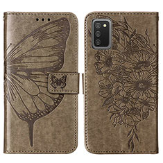 Funda de Cuero Cartera con Soporte Mariposa Carcasa Y01B para Samsung Galaxy A02s Gris