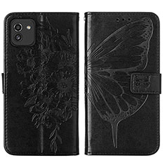 Funda de Cuero Cartera con Soporte Mariposa Carcasa Y01B para Samsung Galaxy A03 Negro