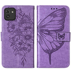 Funda de Cuero Cartera con Soporte Mariposa Carcasa Y01B para Samsung Galaxy A03 Purpura Claro