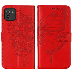 Funda de Cuero Cartera con Soporte Mariposa Carcasa Y01B para Samsung Galaxy A03 Rojo