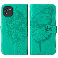 Funda de Cuero Cartera con Soporte Mariposa Carcasa Y01B para Samsung Galaxy A03 Verde