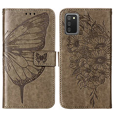 Funda de Cuero Cartera con Soporte Mariposa Carcasa Y01B para Samsung Galaxy A03s Gris