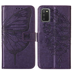 Funda de Cuero Cartera con Soporte Mariposa Carcasa Y01B para Samsung Galaxy A03s Morado