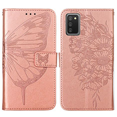 Funda de Cuero Cartera con Soporte Mariposa Carcasa Y01B para Samsung Galaxy A03s Oro Rosa