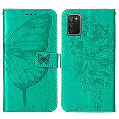 Funda de Cuero Cartera con Soporte Mariposa Carcasa Y01B para Samsung Galaxy A03s Verde