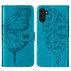 Funda de Cuero Cartera con Soporte Mariposa Carcasa Y01B para Samsung Galaxy A04s Azul