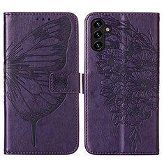 Funda de Cuero Cartera con Soporte Mariposa Carcasa Y01B para Samsung Galaxy A04s Morado