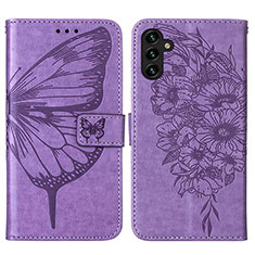 Funda de Cuero Cartera con Soporte Mariposa Carcasa Y01B para Samsung Galaxy A04s Purpura Claro