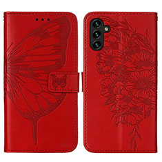 Funda de Cuero Cartera con Soporte Mariposa Carcasa Y01B para Samsung Galaxy A04s Rojo