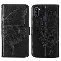 Funda de Cuero Cartera con Soporte Mariposa Carcasa Y01B para Samsung Galaxy A11 Negro