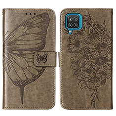 Funda de Cuero Cartera con Soporte Mariposa Carcasa Y01B para Samsung Galaxy A12 5G Gris