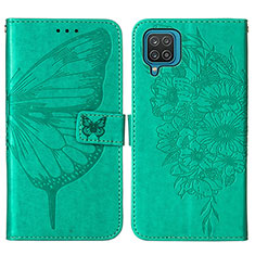 Funda de Cuero Cartera con Soporte Mariposa Carcasa Y01B para Samsung Galaxy A12 5G Verde