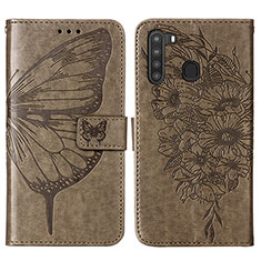 Funda de Cuero Cartera con Soporte Mariposa Carcasa Y01B para Samsung Galaxy A21 Gris