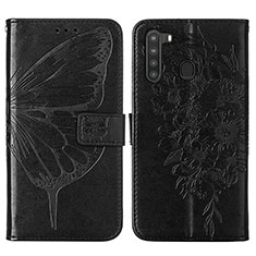 Funda de Cuero Cartera con Soporte Mariposa Carcasa Y01B para Samsung Galaxy A21 Negro