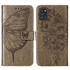 Funda de Cuero Cartera con Soporte Mariposa Carcasa Y01B para Samsung Galaxy A21s Gris