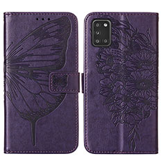 Funda de Cuero Cartera con Soporte Mariposa Carcasa Y01B para Samsung Galaxy A21s Morado