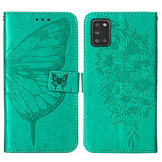 Funda de Cuero Cartera con Soporte Mariposa Carcasa Y01B para Samsung Galaxy A21s Verde