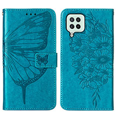 Funda de Cuero Cartera con Soporte Mariposa Carcasa Y01B para Samsung Galaxy A22 4G Azul