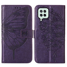 Funda de Cuero Cartera con Soporte Mariposa Carcasa Y01B para Samsung Galaxy A22 4G Morado