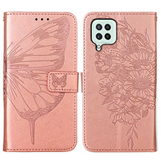 Funda de Cuero Cartera con Soporte Mariposa Carcasa Y01B para Samsung Galaxy A22 4G Oro Rosa