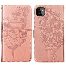 Funda de Cuero Cartera con Soporte Mariposa Carcasa Y01B para Samsung Galaxy A22 5G Oro Rosa