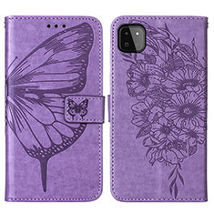 Funda de Cuero Cartera con Soporte Mariposa Carcasa Y01B para Samsung Galaxy A22 5G Purpura Claro