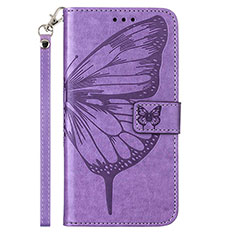 Funda de Cuero Cartera con Soporte Mariposa Carcasa Y01B para Samsung Galaxy A23 5G Purpura Claro