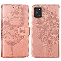 Funda de Cuero Cartera con Soporte Mariposa Carcasa Y01B para Samsung Galaxy A31 Oro Rosa
