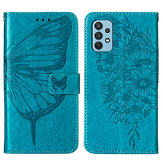 Funda de Cuero Cartera con Soporte Mariposa Carcasa Y01B para Samsung Galaxy A32 4G Azul