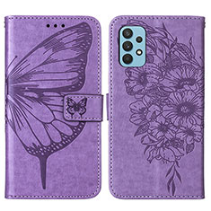 Funda de Cuero Cartera con Soporte Mariposa Carcasa Y01B para Samsung Galaxy A32 4G Purpura Claro