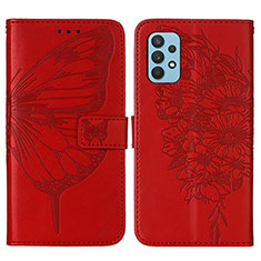 Funda de Cuero Cartera con Soporte Mariposa Carcasa Y01B para Samsung Galaxy A32 4G Rojo