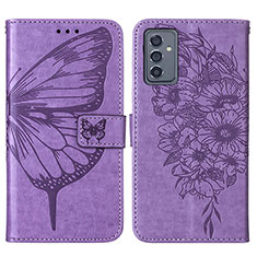 Funda de Cuero Cartera con Soporte Mariposa Carcasa Y01B para Samsung Galaxy A35 5G Purpura Claro