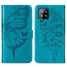 Funda de Cuero Cartera con Soporte Mariposa Carcasa Y01B para Samsung Galaxy A42 5G Azul