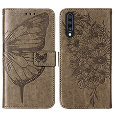 Funda de Cuero Cartera con Soporte Mariposa Carcasa Y01B para Samsung Galaxy A50 Gris