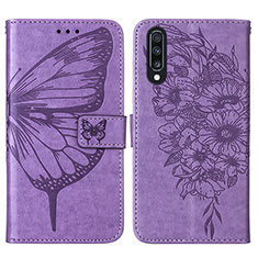 Funda de Cuero Cartera con Soporte Mariposa Carcasa Y01B para Samsung Galaxy A50S Purpura Claro